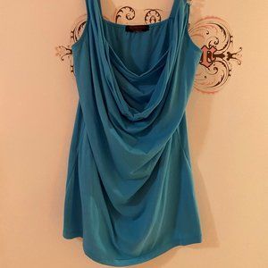 TURQUOISE "BLING" SLEEVELESS TOP W/RHINESTONES-XL